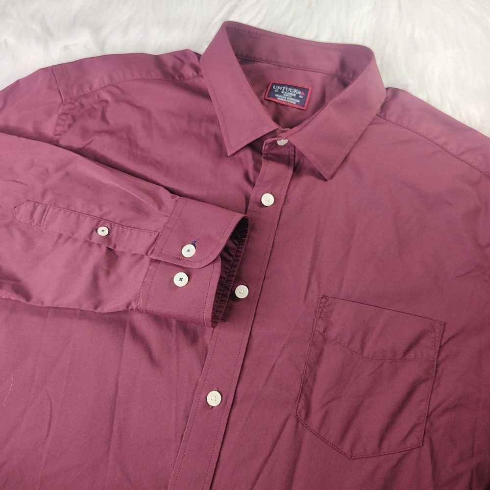 UNTUCKit Button Down Shirt Men XL Burgundy Slim Fit Performance Stretch Long Slv